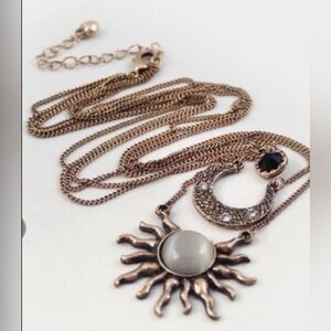 Moon and Sun Pendant Multilayer Chain Necklace
